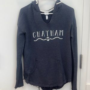 Chatham Cape Cod V Neck Drawstring Hoodie Navy, XS